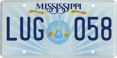 MS license plate LUG058