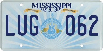 MS license plate LUG062
