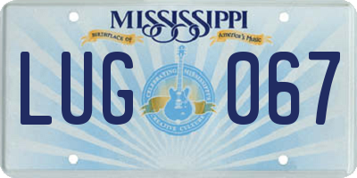 MS license plate LUG067