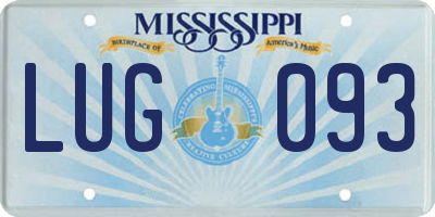 MS license plate LUG093