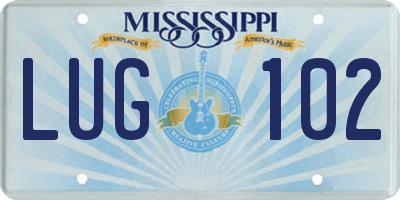MS license plate LUG102