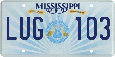 MS license plate LUG103