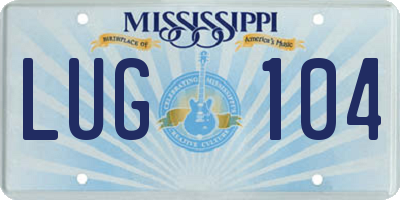 MS license plate LUG104