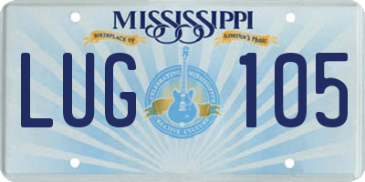 MS license plate LUG105