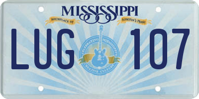 MS license plate LUG107
