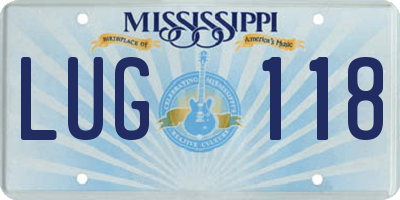 MS license plate LUG118