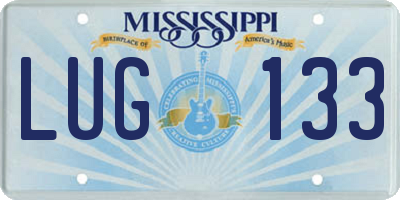 MS license plate LUG133