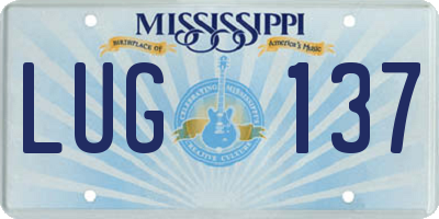 MS license plate LUG137
