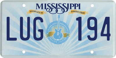 MS license plate LUG194