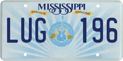 MS license plate LUG196