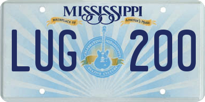 MS license plate LUG200