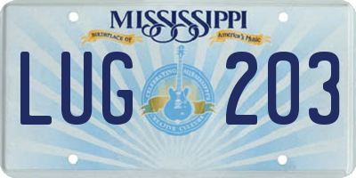 MS license plate LUG203