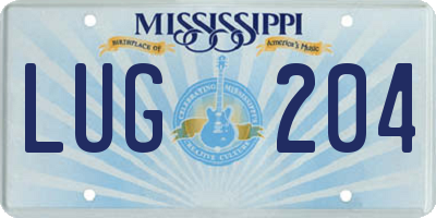 MS license plate LUG204