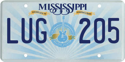 MS license plate LUG205