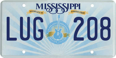MS license plate LUG208