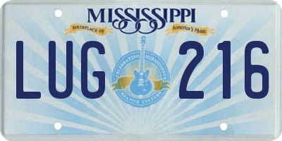 MS license plate LUG216
