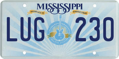 MS license plate LUG230