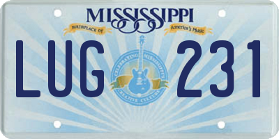 MS license plate LUG231