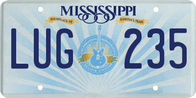 MS license plate LUG235