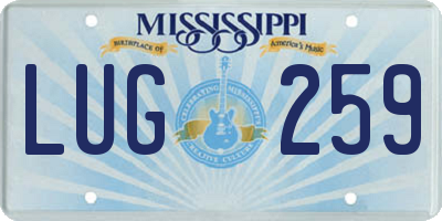 MS license plate LUG259