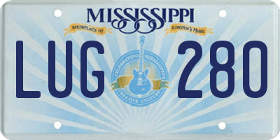 MS license plate LUG280