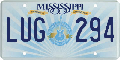 MS license plate LUG294