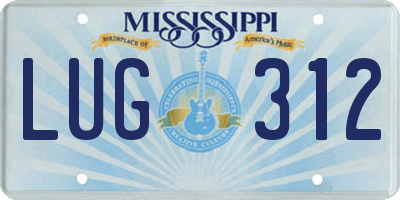 MS license plate LUG312