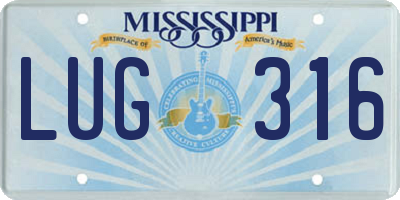 MS license plate LUG316