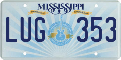 MS license plate LUG353