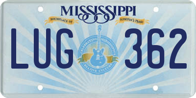 MS license plate LUG362