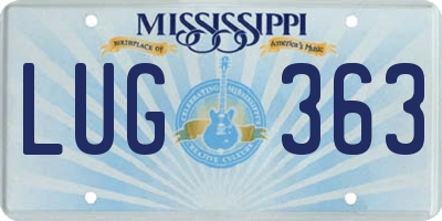 MS license plate LUG363