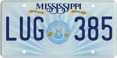 MS license plate LUG385