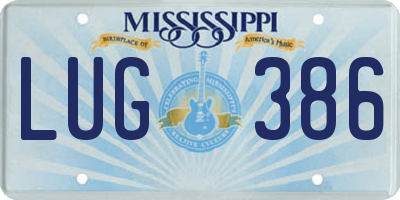 MS license plate LUG386