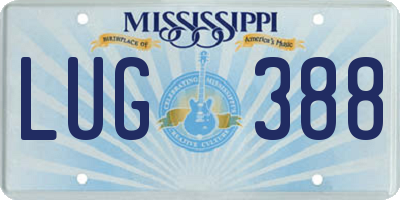 MS license plate LUG388