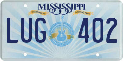 MS license plate LUG402