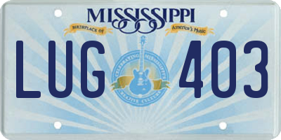 MS license plate LUG403