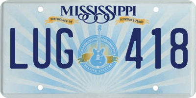 MS license plate LUG418