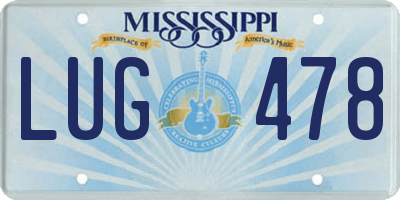 MS license plate LUG478