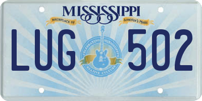 MS license plate LUG502