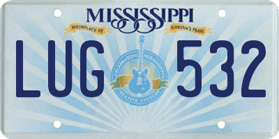MS license plate LUG532