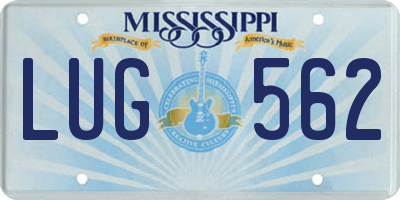 MS license plate LUG562