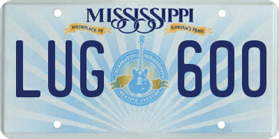 MS license plate LUG600