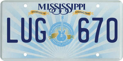 MS license plate LUG670