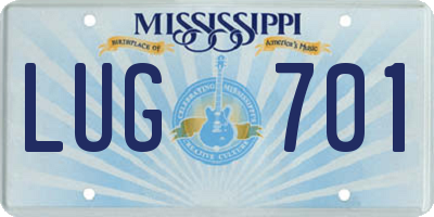 MS license plate LUG701