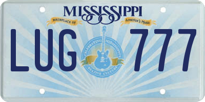 MS license plate LUG777