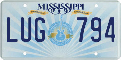 MS license plate LUG794