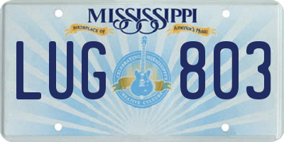 MS license plate LUG803