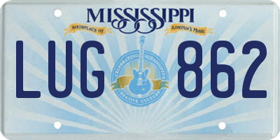 MS license plate LUG862