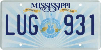 MS license plate LUG931