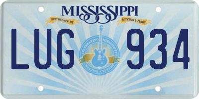 MS license plate LUG934